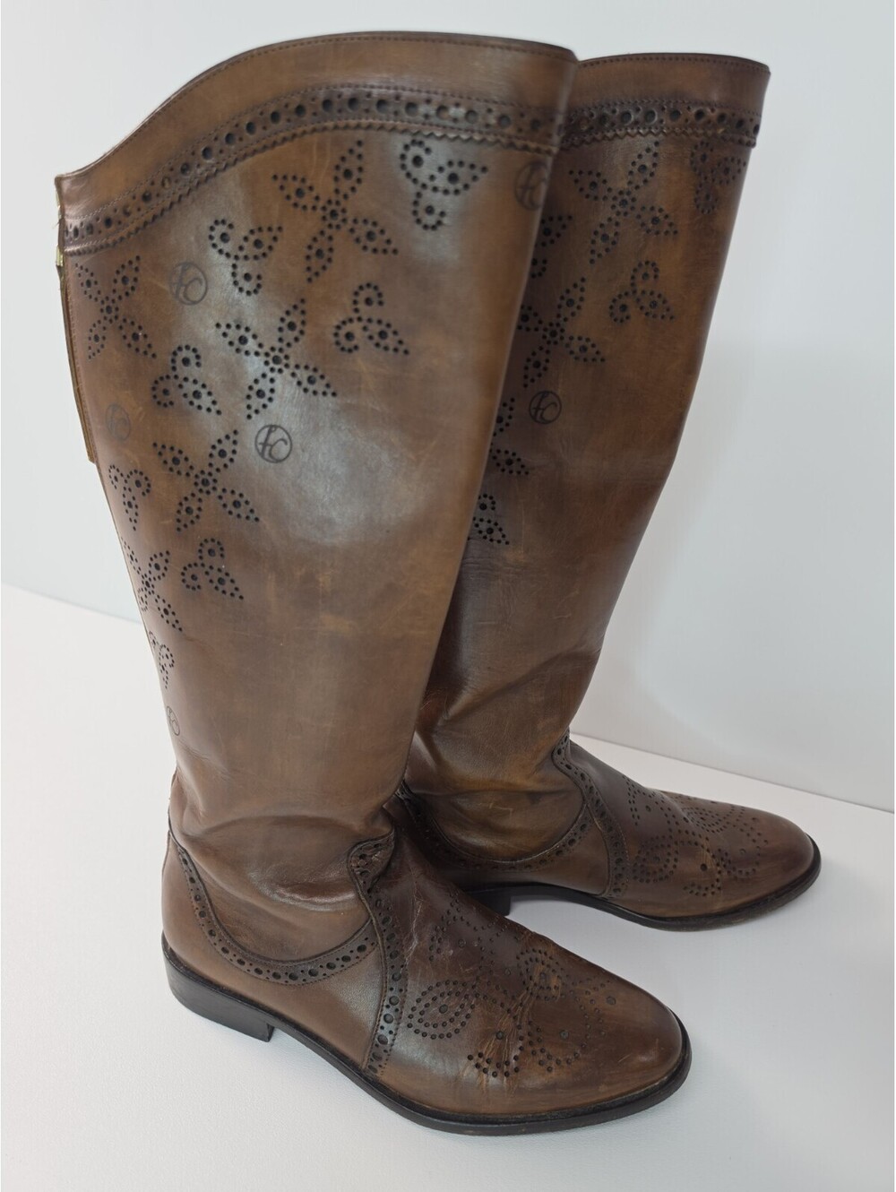 Franco Cuadra Shop Almond Brown Calfskin Leather Zip Boots Womens 23.5 US 6 - Picture 2 of 11